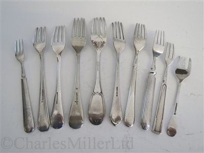Lot 113 - Plated flatware: ten forks from various lines