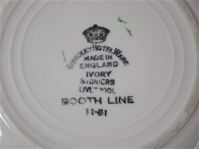 Lot 13 - BOOTH LINE:  CHINA SOUP PLATE BY GRINDLEY HOTEL WARE, CIRCA 1925