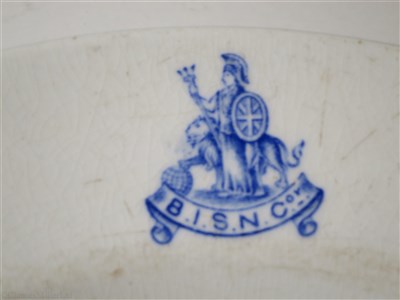 Lot 18 - BRITISH INDIA STEAM NAVIGATION COMPANY: IRONSTONE SOUP PLATE CIRCA 1920