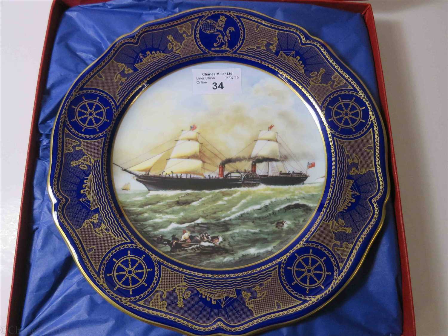 Lot 34 - CUNARD: AN ‘AGE OF ROMANCE’ PORCELAIN PLATE BY SPODE DEPICTING "PERSIA", CIRCA 1991