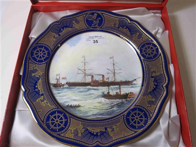 Lot 35 - CUNARD: AN ‘AGE OF ROMANCE’ PORCELAIN PLATE BY SPODE DEPICTING "ARABIA", CIRCA 1991