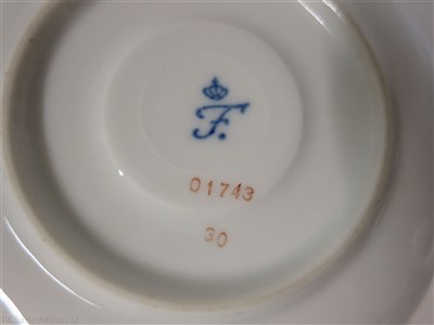 Lot 57 - HAMBURG-AMERICAN (H.A.P.A.G.) LINE: A PALE BLUE PORCELAIN COFFEE CUP AND SAUCER BY FÜRSTENBERG, GERMANY, CIRCA 1950