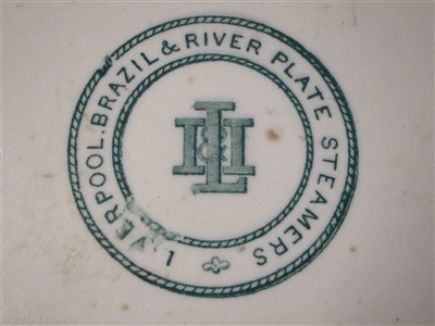 Lot 70 - LIVERPOOL BRAZIL & RIVER PLATE STEAMER NAVIGATION Co. (LAMPORT & HOLT): AN IRONSTONE PLATTER BY ASHWORTH & BROS., HANLEY, CIIRCA 1865