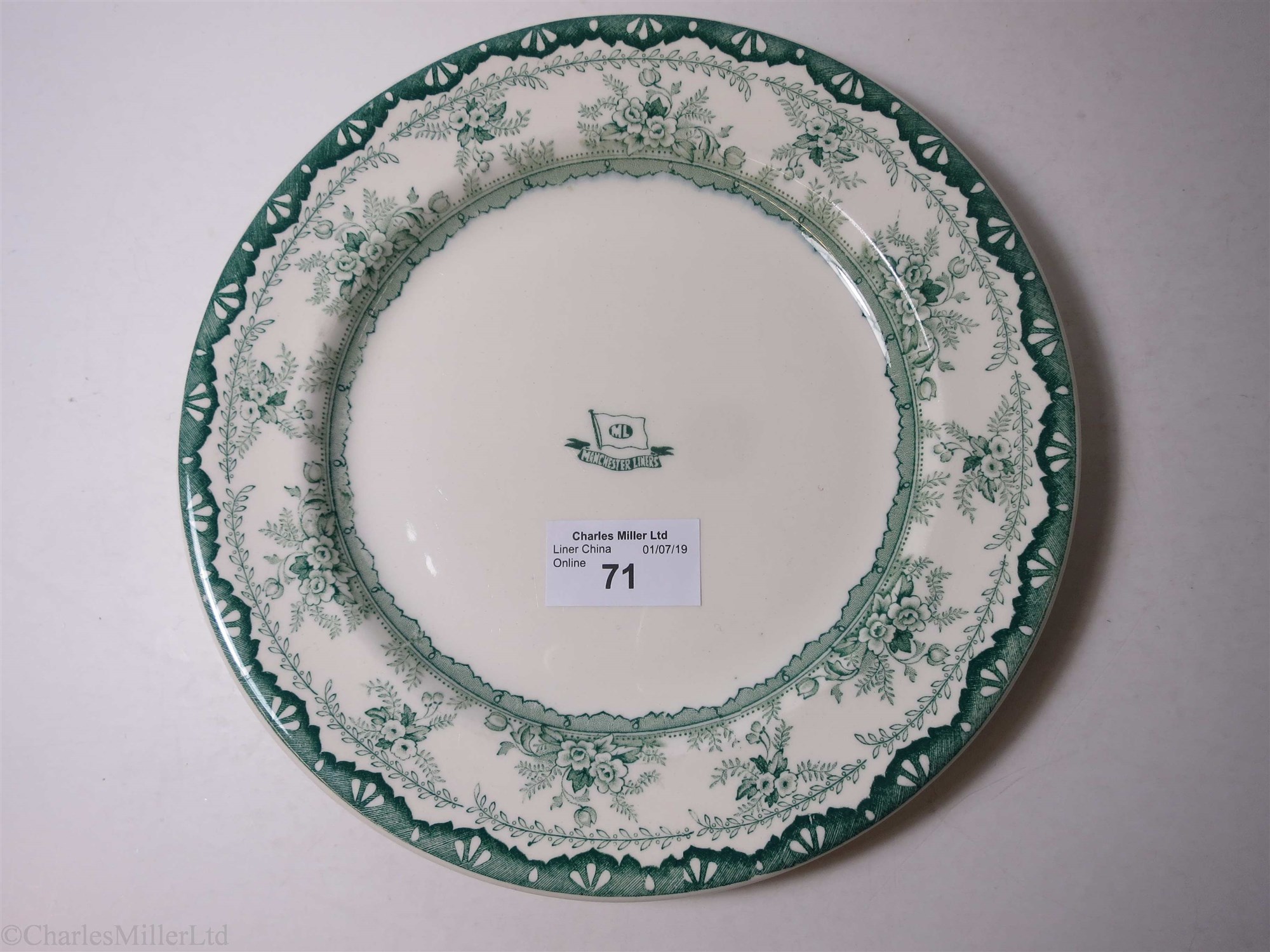 Lot 71 MANCHESTER LINERS LIMITED A DINNER PLATE BY