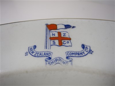 Lot 76 - NEW ZEALAND SHIPPING COMPANY LTD: A WHELDON WARE SOUP PLATE BY F. WINKLE & Co LTD, CIRCA 1914