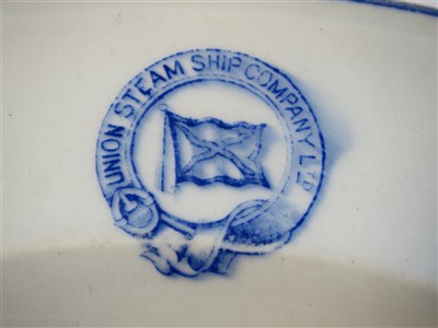 Lot 105 - UNION STEAM SHIP COMPANY LTD: A CHINA SOUP PLATE BY ASHWORTH BROS., CIRCA 1880