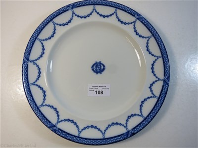 Lot 108 - WHITE STAR LINE:  CHINA PLATE, OSNC COMPANY CREST TO FRONT, WHITE STAR LINE TO REAR, BY COPELAND SPODE LTD, ENGLAND CIRCA 1907