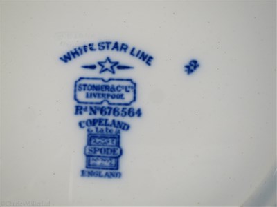 Lot 108 - WHITE STAR LINE:  CHINA PLATE, OSNC COMPANY CREST TO FRONT, WHITE STAR LINE TO REAR, BY COPELAND SPODE LTD, ENGLAND CIRCA 1907