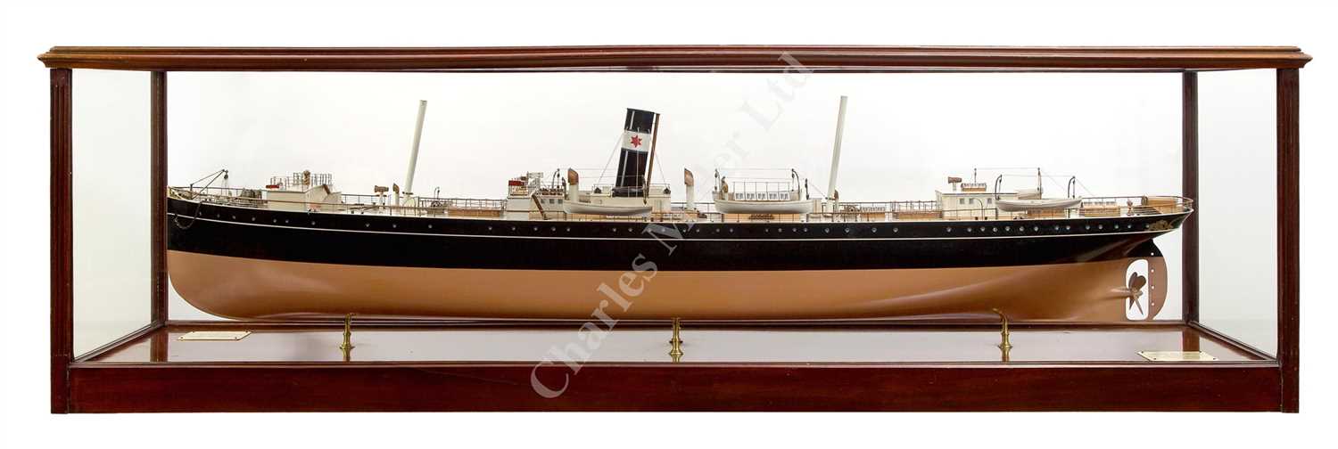 Lot 347 - AN HISTORICALLY INTERESTING BUILDER'S MODEL OF THE JAPANESE MAIL STEAMERS YAMASHIRO MARU AND OMI MARU, BUILT BY SIR W.G. ARMSTRONG, MITCHELL & CO. FOR THE NIPPON YUSEN LINE, 1884
