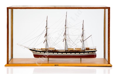 Lot 311 - A STATIC DISPLAY MODEL FOR THE S.V. MAIN, ORIGINALLY BUILT BY RUSSELL OF GREENOCK FOR J. NOURSE, 1884, THE HULL MODELLED ABOARD MAIN CIRCA 1909 AND COMPLETED BY R.A. WILSON, C.1972
