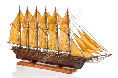 Lot 310 - AN ATTRACTIVE SAILORWORK MODEL OF THE FAMOUS SIX-MASTED SCHOONER WYOMING, EARLY 20TH CENTURY