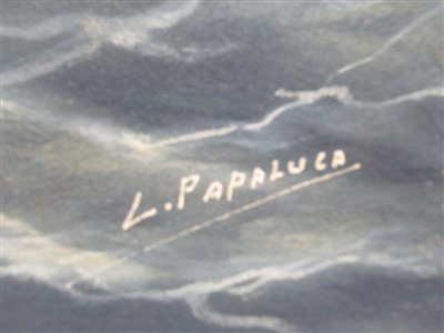 Lot 11 - LOUIS PAPALUCA (ITALIAN, 1890-1934): The S.Y. 'Fantôme II' & a table cloth
