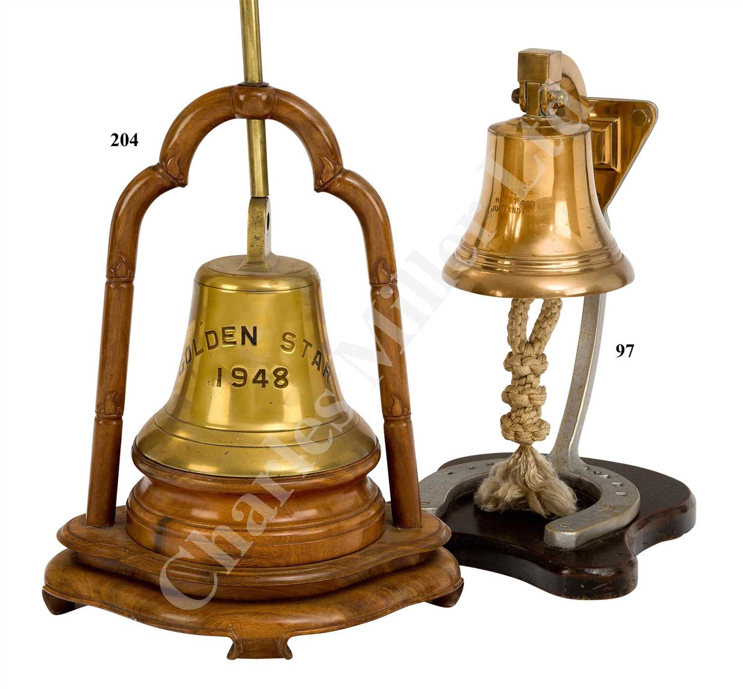 Lot 97 - A BELL MADE FROM METAL OF H.M.S. TIGER (1914), CIRCA 1932