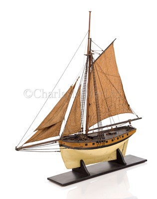 Lot 307 - AN ATTRACTIVE LATE 18TH/EARLY 19TH CENTURY SAILING MODEL OF A CUTTER