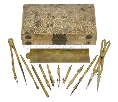 Lot 292 - A SET OF DRAWING INSTRUMENTS BY GEORGE ADAMS, LONDON, CIRCA 1750