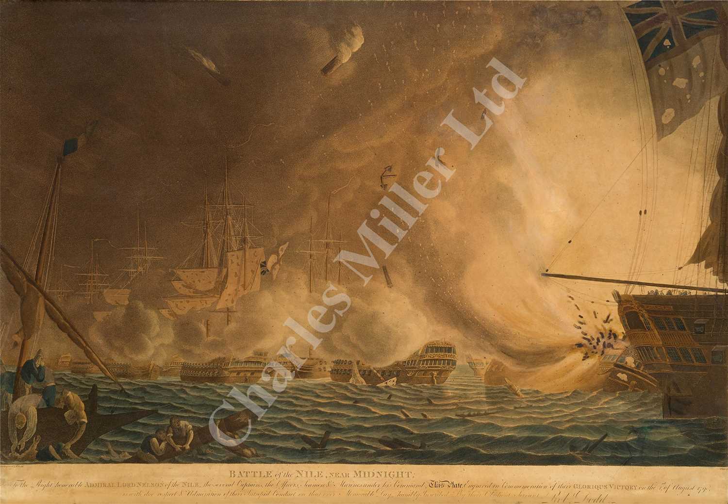 Lot 53 - THREE 18TH CENTURY PRINTS OF THE BATTLE OF THE NILE BY ROBERT DODD