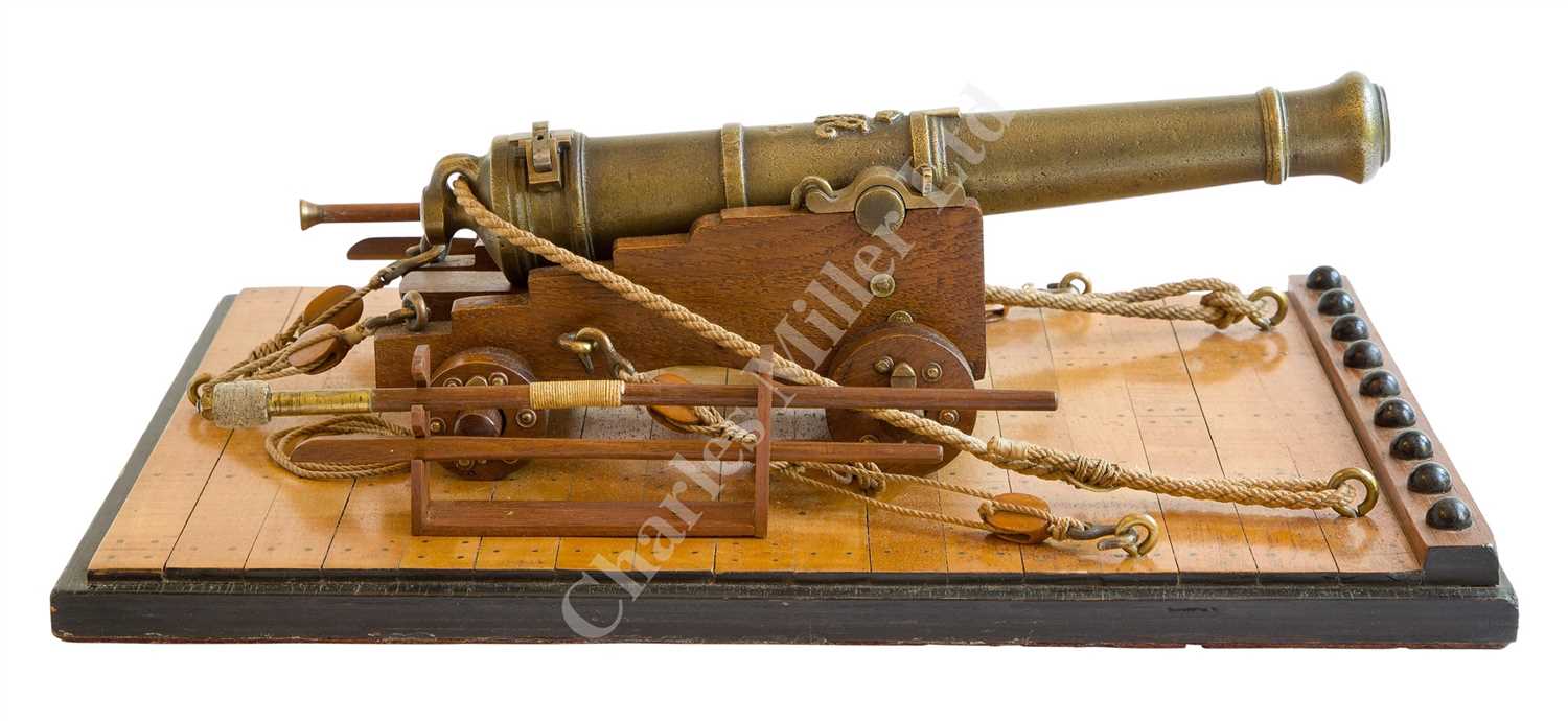 Lot 65 - A 20TH CENTURY MODEL DIORAMA FOR A NAVAL 24LB GUN POSITION OF CIRCA 1805
