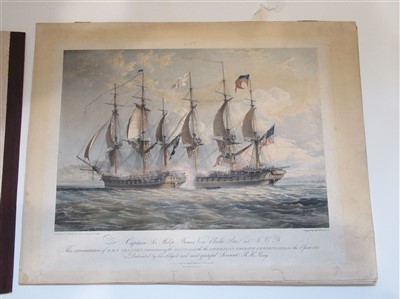 Lot 72 - AFTER JAMES C. SCHETKY: A SERIES OF FOUR VIEWS OF THE CHESAPEAKE AND SHANNON, CIRCA 1830