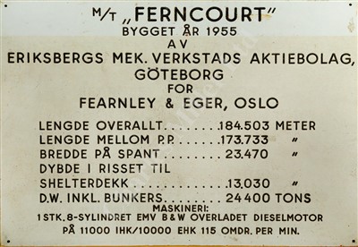 Lot 340 - A FINE BUILDER'S MODEL FOR THE TANKER M.T. FERNCOURT, BUILT BY ERIKSBERG MV, GÖTEBORG  FOR FERNLEY & EAGER, OSLO, 1955