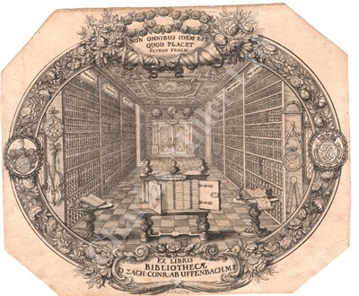 Lot 286 - AN EARLY 18TH CENTURY GERMAN BOOKPLATE OF A GENTLEMAN'S CABINET
