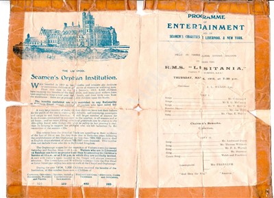 Lot 151 - R.M.S. LUSITANIA: Programme of Entertainment in aid of Seamen’s Charities at Liverpool and New York
