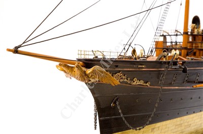 Lot 321 - AN IMPRESSIVE AND FINELY DETAILED 1:48 STATIC DISPLAY MODEL OF THE IMPERIAL RUSSIAN STEAM YACHT STANDART, ORIGINALLY BUILT BY BURMEISTER & WAIN, COPENHAGEN, 1895