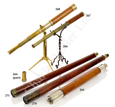 Lot 268 - A 2IN. FOUR DRAW WOOD AND BRASS TELESCOPE BY JEREMIAH WATKINS, LONDON, CIRCA 1800