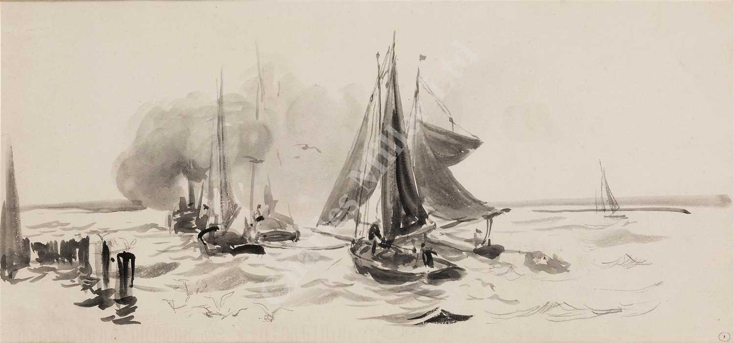 Lot 1 - WILLIAM LIONEL WYLLIE (1851-1931) Putting to Sea