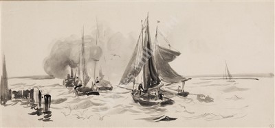 Lot 1 - WILLIAM LIONEL WYLLIE (1851-1931) Putting to Sea
