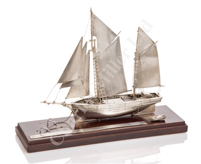 Lot 196 - A MODERN SILVER MODEL OF A 19TH CENTURY KETCH OF CIRCA 1850