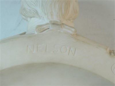 Lot 63 - A 19TH CENTURY PARIANWARE BUST OF NELSON BY ROBINSON & LEADBEATER, & 2 Nelson jugs