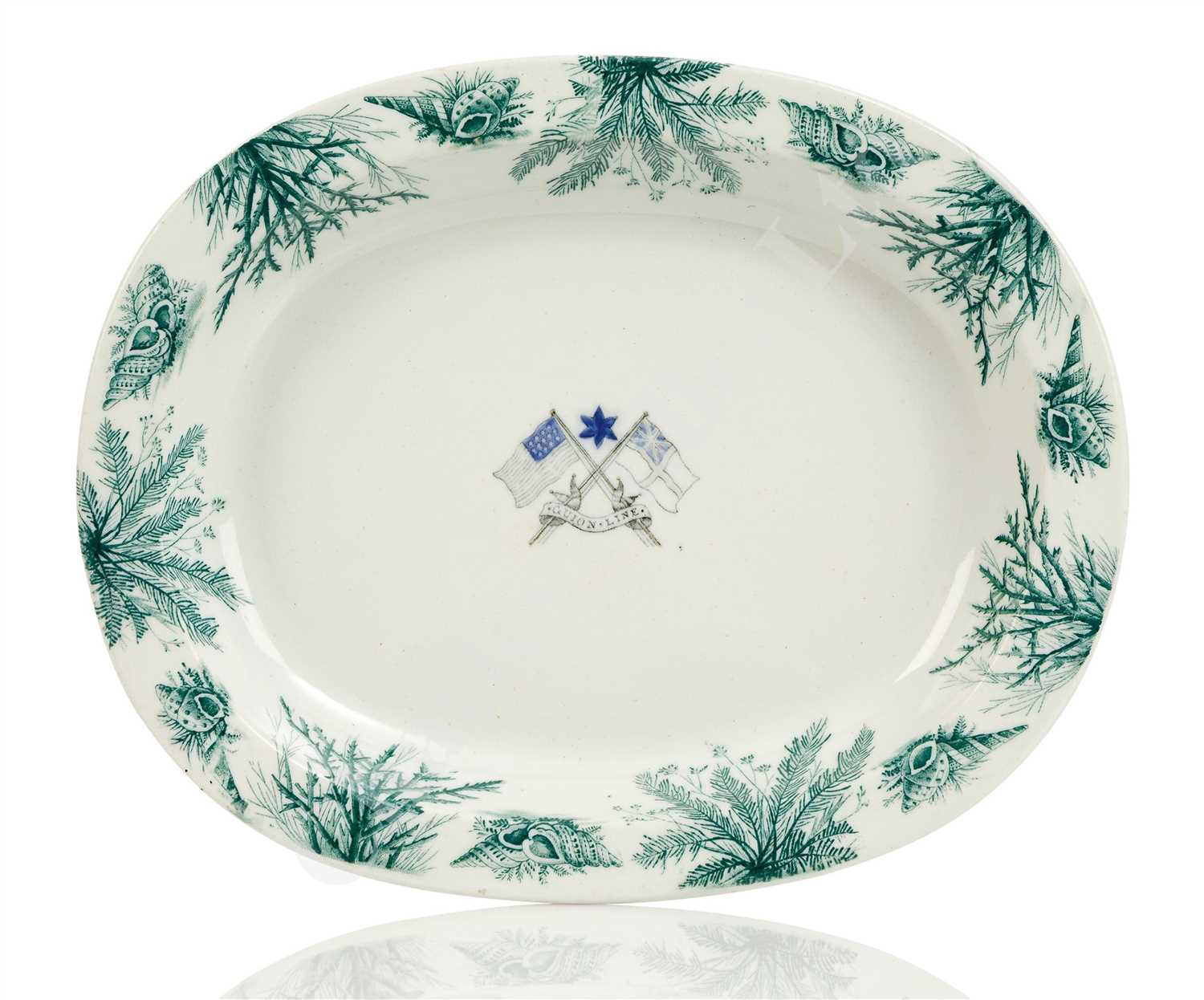 Lot 155 - A RARE GUION LINE PORCELAIN VEGETABLE PLATE, CIRCA 1878