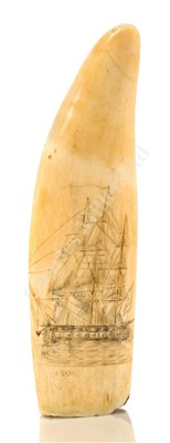 Lot 141 - Ø 19TH CENTURY SAILOR DECORATED SCRIMSHAW WHALE'S TOOTH