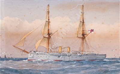 Lot 80 - WILLIAM FREDERICK MITCHELL (BRITISH, 1845-1914) H.M. Ship's 'Monarch' (1885-1891); 'Temeraire'; and 'Neptune' (1879-1888)