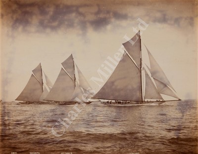 Lot 180 - A SILVER GELATINE PHOTOGRAPH OF THE R.Y. BRITANNIA BY WEST & SON, SOUTHSEA, CIRCA 1895; and five others