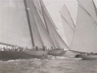 Lot 180 - A SILVER GELATINE PHOTOGRAPH OF THE R.Y. BRITANNIA BY WEST & SON, SOUTHSEA, CIRCA 1895; and five others