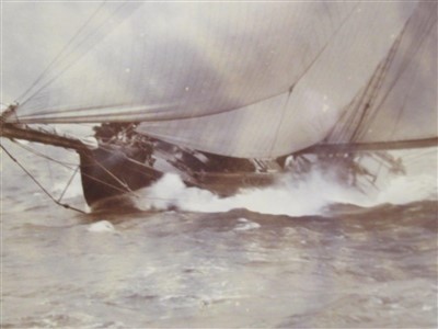 Lot 180 - A SILVER GELATINE PHOTOGRAPH OF THE R.Y. BRITANNIA BY WEST & SON, SOUTHSEA, CIRCA 1895; and five others