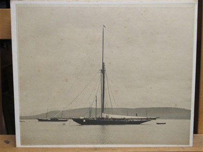 Lot 180 - A SILVER GELATINE PHOTOGRAPH OF THE R.Y. BRITANNIA BY WEST & SON, SOUTHSEA, CIRCA 1895; and five others