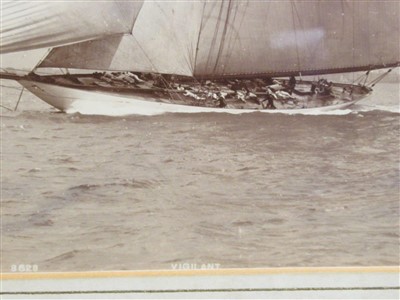 Lot 180 - A SILVER GELATINE PHOTOGRAPH OF THE R.Y. BRITANNIA BY WEST & SON, SOUTHSEA, CIRCA 1895; and five others
