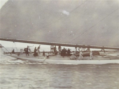 Lot 180 - A SILVER GELATINE PHOTOGRAPH OF THE R.Y. BRITANNIA BY WEST & SON, SOUTHSEA, CIRCA 1895; and five others