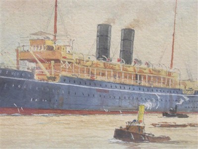 Lot 149 - WILLIAM MINSHALL BIRCHALL (BRITISH, 1884-1941) The P.& O. Liner 'Arabia'