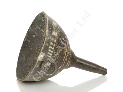 Lot 174 - † A PEWTER WINE FUNNEL RECOVERED FROM THE ASSOCIATION, WRECKED OFF THE ISLES OF SCILLY, 1707