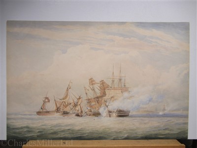 Lot 70 - NICHOLAS POCOCK (BRITISH, 1740-1821) The engagement between H.M.S. 'Northumberland' and a French squadron