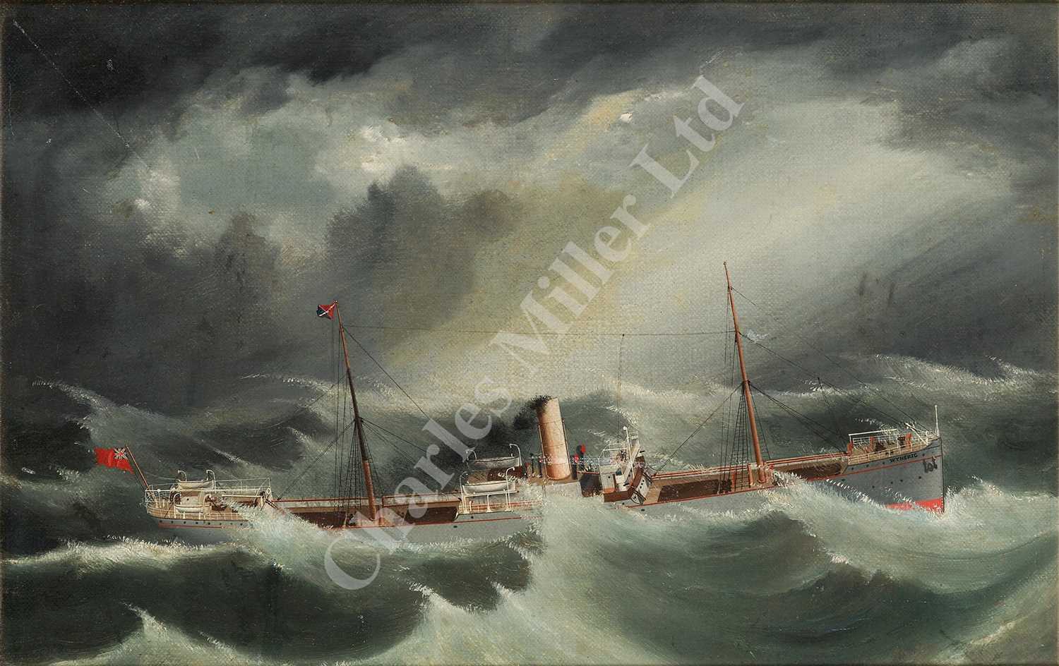 Lot 12 - ENGLISH SCHOOL, LATE 19TH CENTURY S.S. 'Wyneric' in a foul sea