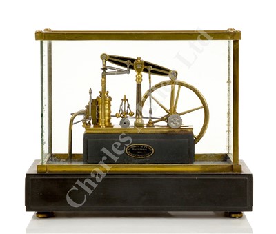 Lot 163 - A FINELY CONSTRUCTED MINIATURE GILT-BRASS STATIONARY ENGINE OF CIRCA 1820, modelled by A.M. Tyrer