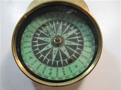 Lot 265 - AN 18TH CENTURY POCKET COMPASS SUNDIAL; and 2 other compasses