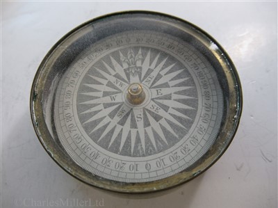 Lot 265 - AN 18TH CENTURY POCKET COMPASS SUNDIAL; and 2 other compasses