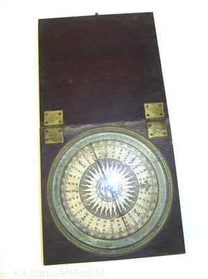 Lot 264 - A PLANE TABLE SURVEYING COMPASS BY GEORGE ADAMS, LONDON, CIRCA 1740 & an eyepiece
