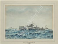 Lot 93 - δ ERIC TUFNELL (BRITISH, 1888-1978) - Study of a Shakespeare class destroyer H.M.S. 'Keppel'; study of the Q & R class destroyer H.M.S. 'Racehorse'