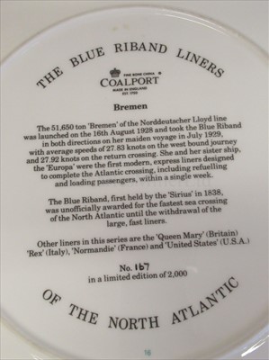 Lot 7 - Blue Riband Liners: A souvenir picture plate of Bremen